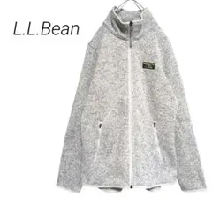 美品【エルエルビーン】フリースセータージャケット フルジップ グレー S 裏起毛