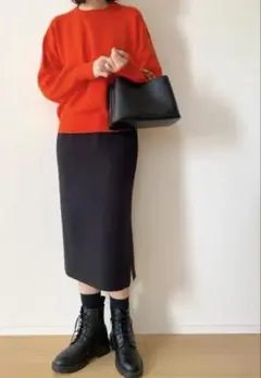 ユニクロ　コットンブレンドスカート　黒　M