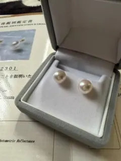 真珠科学研究所鑑別付 パールピアスペア 7.5mm up - メルカリ