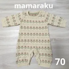 mamaraku 花柄ニットロンパース 70