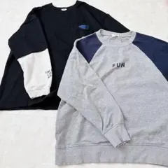 キッズ トレーナー 2点セット 160 男の子 カジュアル まとめ売り 長袖