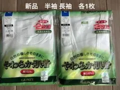 新品 グンゼ やわらか肌着 半袖丸首 L 長袖U首　各1枚 長袖半袖セット