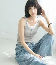coca OUT BRA レイヤードタンクトップ　グレー