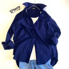 美品✨MUSE ドゥーズィエムクラス OXFORD BDシャツ 紺 ワイヤー襟のサムネイル