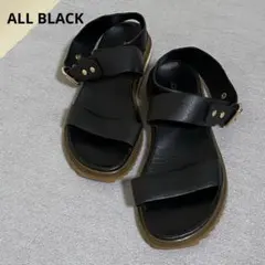 ALL BLACK レザーサンダル 本革　ベルト　スタッズ　ブラック　36のサムネイル