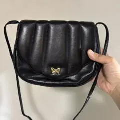 森英恵本革HANAEMORIショルダーバッグ 蝶モチーフ ゴールド金具のサムネイル