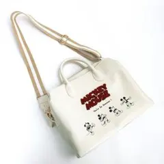 アコモデ　ディズニーコレクション　ボストンバッグ　アイボリー　ミッキー