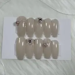 ネイルチップ現品 韓国 ワンホン 量産型 ビジュー フレンチガーリー 上品