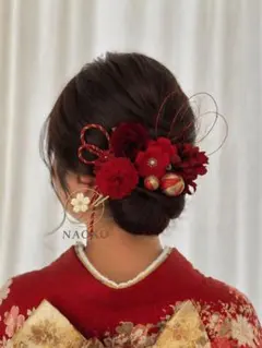 赤×ボルドー 髪飾り 8点セット 和装 成人式 卒業式 前撮り 振袖 袴