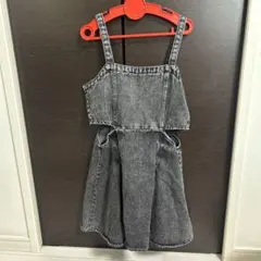ダークグレー デニムキャミソールワンピース スカート