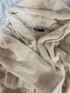 ZARA フェイクファーフーデッド　コート