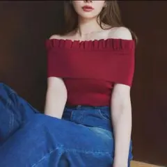 herlipto【新品タグ付】RucheOffShoulderKnit - メルカリ