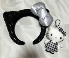 ハローキティカチューシャ スパンコール 黒 千鳥柄50周年ハッピーセット