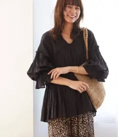 ジャーナルスタンダードコットンボイルクリンクルフリルギャザーブラウス