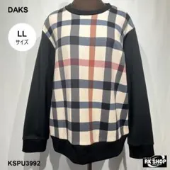 訳あり DAKS GOLF スウェット カットソー チェック柄 切替 長袖 LL