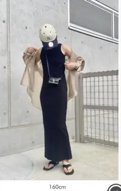 【新品未使用】BONJOUR SAGAN パッド付きアメスリリブワンピース　黒