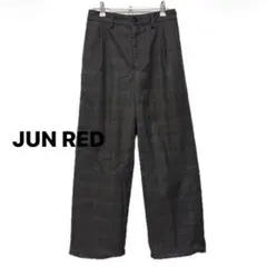 JUNRED グレンチェック　タックワイドパンツ　S グレー JUNMENのサムネイル