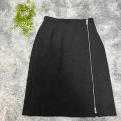 ギャバジンK.T 9号 タイトスカート ジップ 黒 日本製 通勤 綺麗め