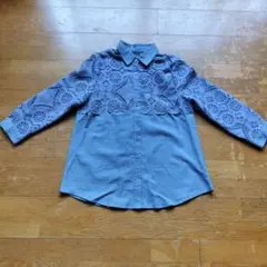 〘最終価格〙la monet ラモネ ブラウス 青 レース 透け感 新品未使用