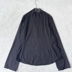 ユニクロ| メッシュハイネックT【XL】長袖 ブラック 透け感 レイヤード
