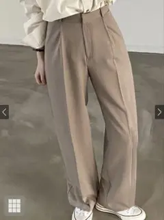 センタープレスストレートパンツ[ai07] ベージュ L