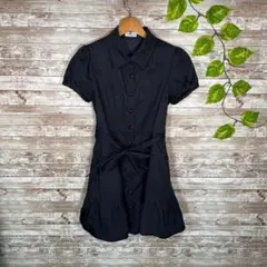 LODISPOTTO ロディスポット☆ミニワンピース『M』黒 腰紐 襟付き