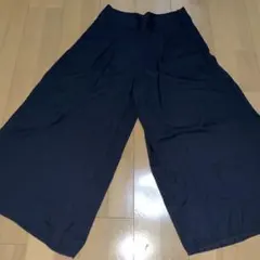 黒 ワイドパンツ プリーツ入り
