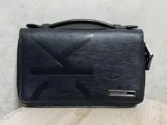 CK カルバンクライン 牛革 本革 ソーダ クラッチバック オーガナイザー 黒