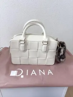 DIANA ホワイト キルティング ショルダーバッグ