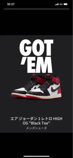 Nike Air Jordan 1 HIGH OG Black Toe つマ黒