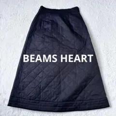 美品　ビームスハート　黒　キルティング　フレアスカート　M