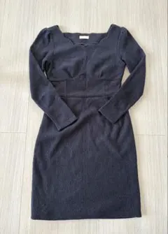 MIIA ネイビー ニットワンピース 長袖