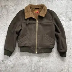 襟ボア ウール フライトジャケット B-10風 ミリタリー 短丈 茶　ショート丈