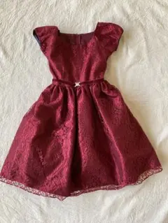 子供用ドレス　140 150　赤　ワインレッド　レース　発表会　フォーマル