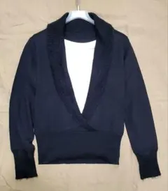 オットー　ショールカラー 黒ブラック 長袖ニットセーター　Lサイズ11号位