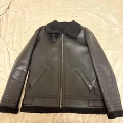 ブラックレザージャケット ボア付き