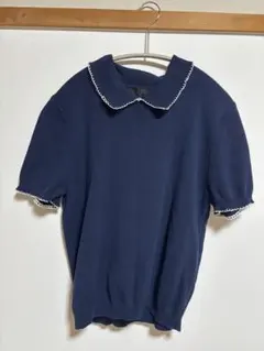 zara パイピングニットトップス