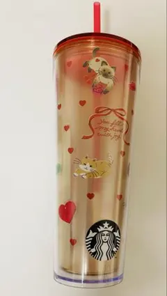 スタバ バレンタイン2026コールドカップタンブラーキャット710ml