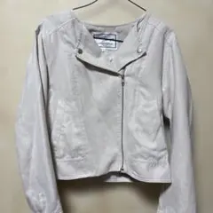 ライトグレー シングルライダースジャケット Lサイズ