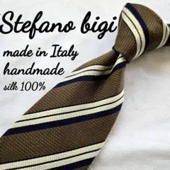 美品　stefano bigi シルク　ホワイト　ストライプ ネクタイ 美品 stefano bigi シルク ホワイト ブルー ストライプ ネクタイ