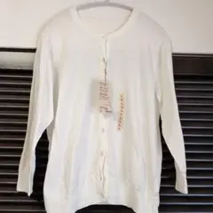 無印良品 UVカット強撚 クルーネックカーディガン 白 Lのサムネイル