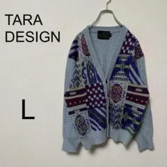 TARA DESIGN テラデザイン長袖カーディガン 【L】ケーブル編みニット