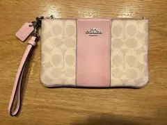 COACH 32445 ポーチ　シグネチャー ピンク×ベージュ