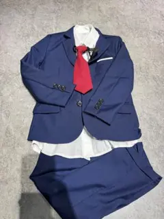 ネイビー フォーマルスーツ 赤いネクタイ付き 120