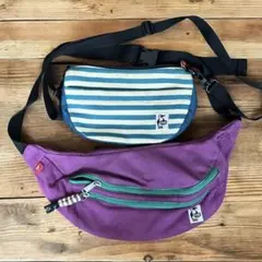 『CHUMS』チャムス 人気2点セット パープル＆ボーダー バッグ