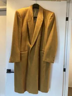 KENZO ロングコート　メンズ　毛70%シルク30% 美品　マスタード