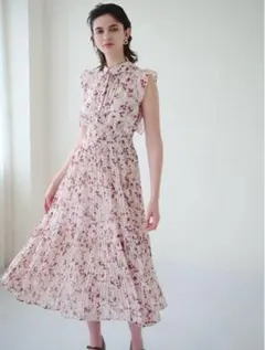 snidel フリルプリーツワンピース ピンクベージュ