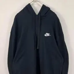 USA古着 NIKE ナイキ 刺繍 ロゴ スウォッシュ パーカー 黒