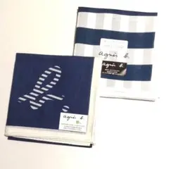 agnes b. アニエスベー★ハンカチ 〈紺〉〈2枚〉【新品タグ付】