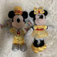 タグ付き　ミッキーミニー　ぬいぐるみバッジ